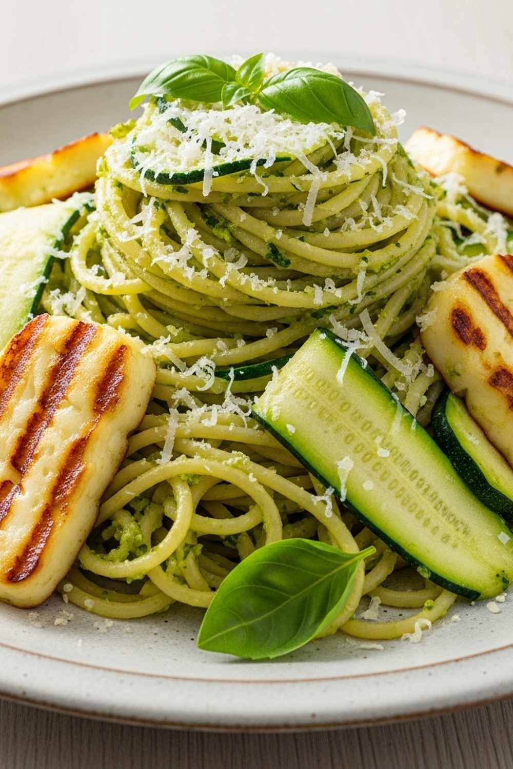 Halloumi mit Zucchini-Pesto-Nudeln image 2