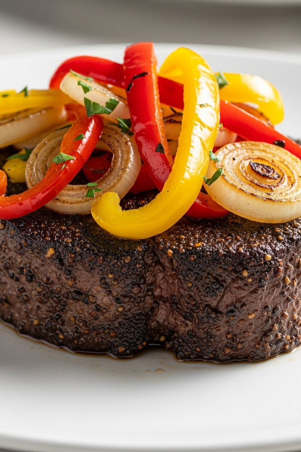 Pfeffersteak mit Paprika und Zwiebeln image 2
