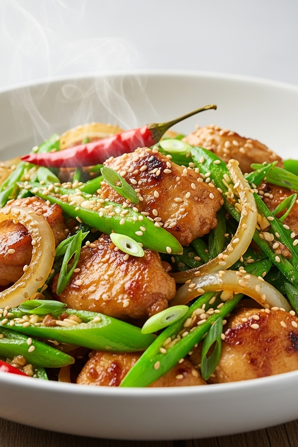 Chinesische Hähnchenpfanne mit Spitzkohl und Zwiebel image 2