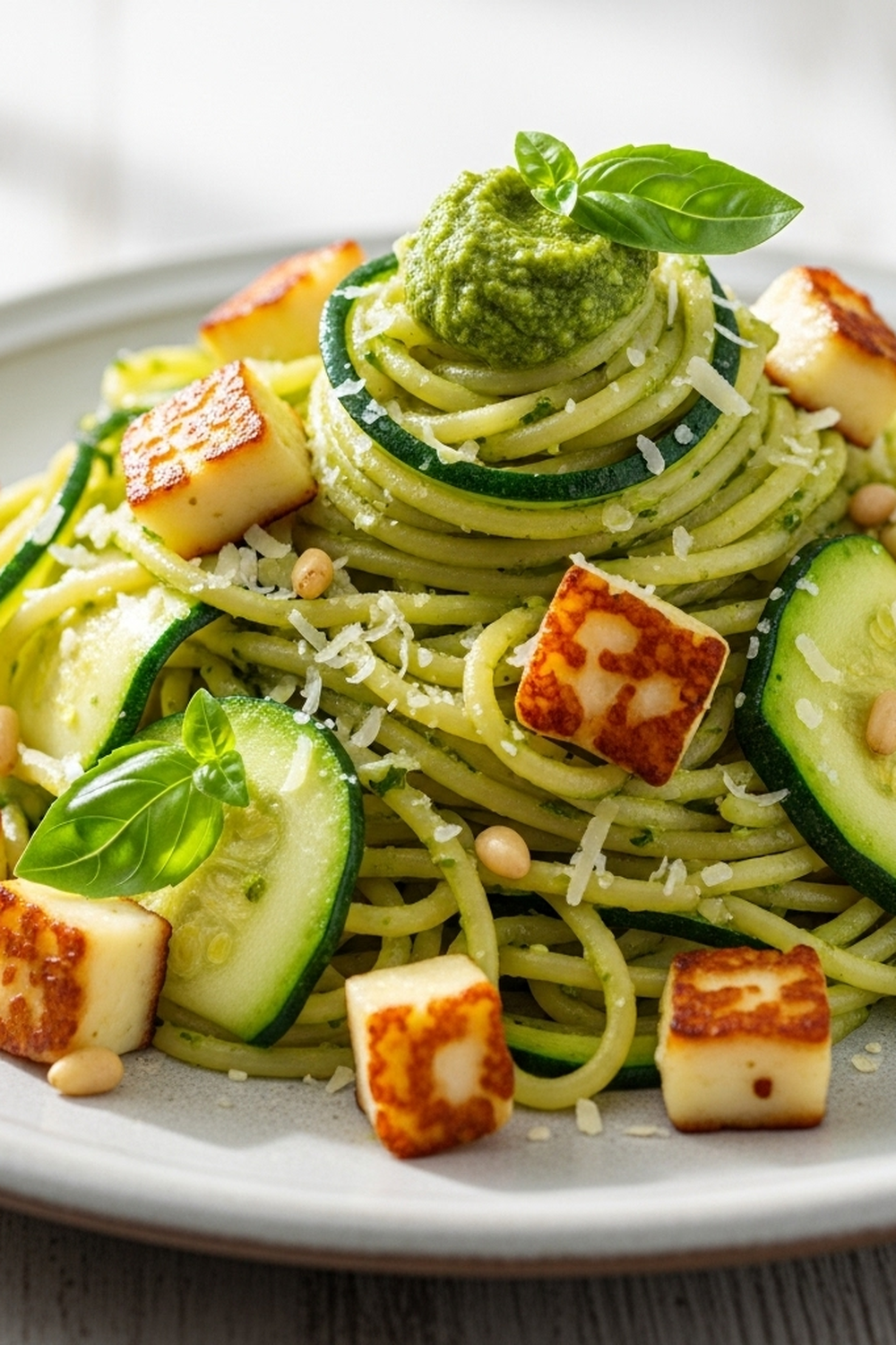 Halloumi mit Zucchini-Pesto-Nudeln image 2