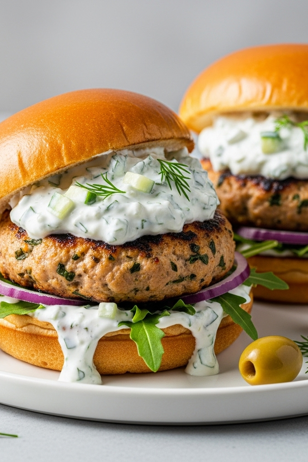 Juicy Greek Chicken Burgers with Homemade Tzatziki image 2