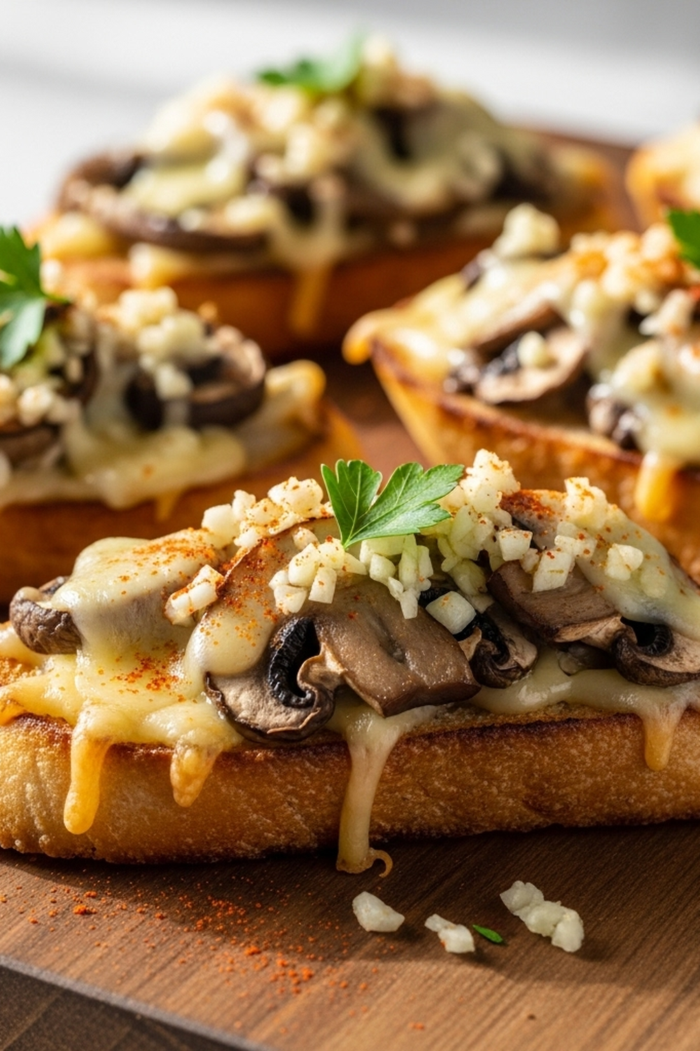 Knusprige Käse-Champignon-Knoblauch-Toasts Rezept image 2