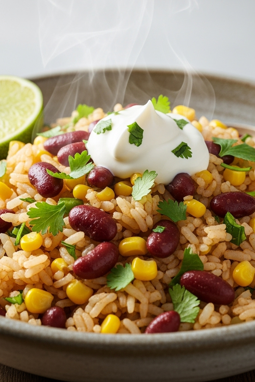 Vegetarische Reispfanne mit Kidneybohnen, Mais image 2