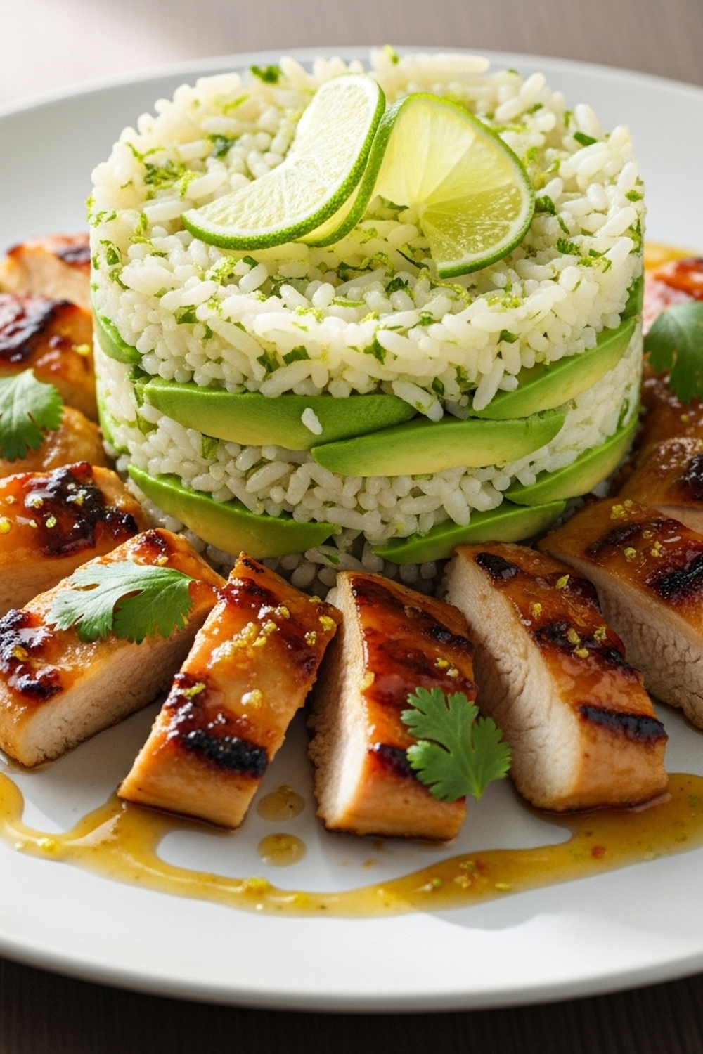 Honig-Limetten-Hähnchen & Avocado-Reis-Turm image 2