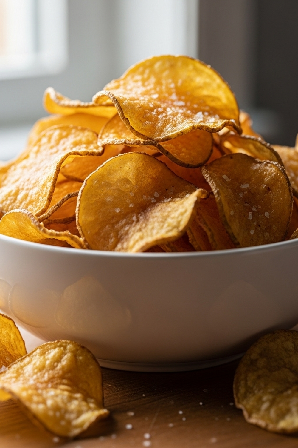 Knusprige, goldene Kartoffelchips aus der Heißluftfritteuse image 2