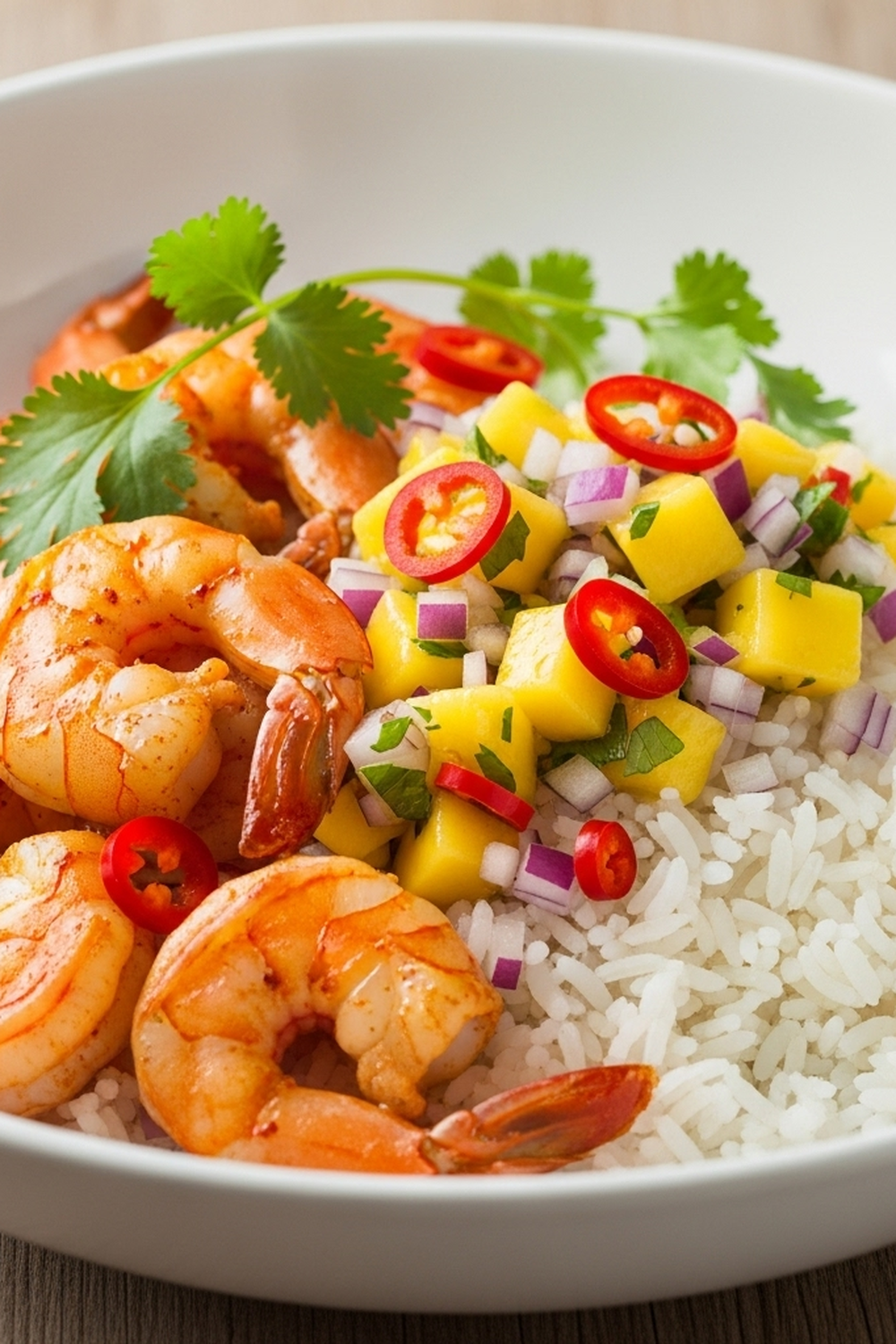 Pikante Garnelen und Mango Salsa Reisbowl image 2