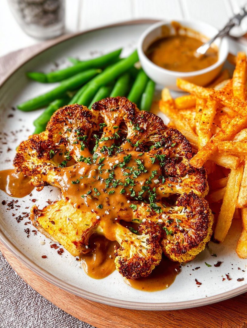 Blumenkohlsteak mit Pfefferrahmsauce image 2