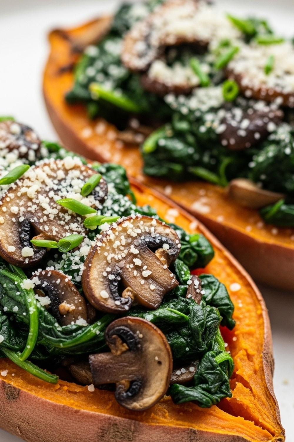 Gefüllte Süßkartoffeln mit Champignons und Spinat image 2