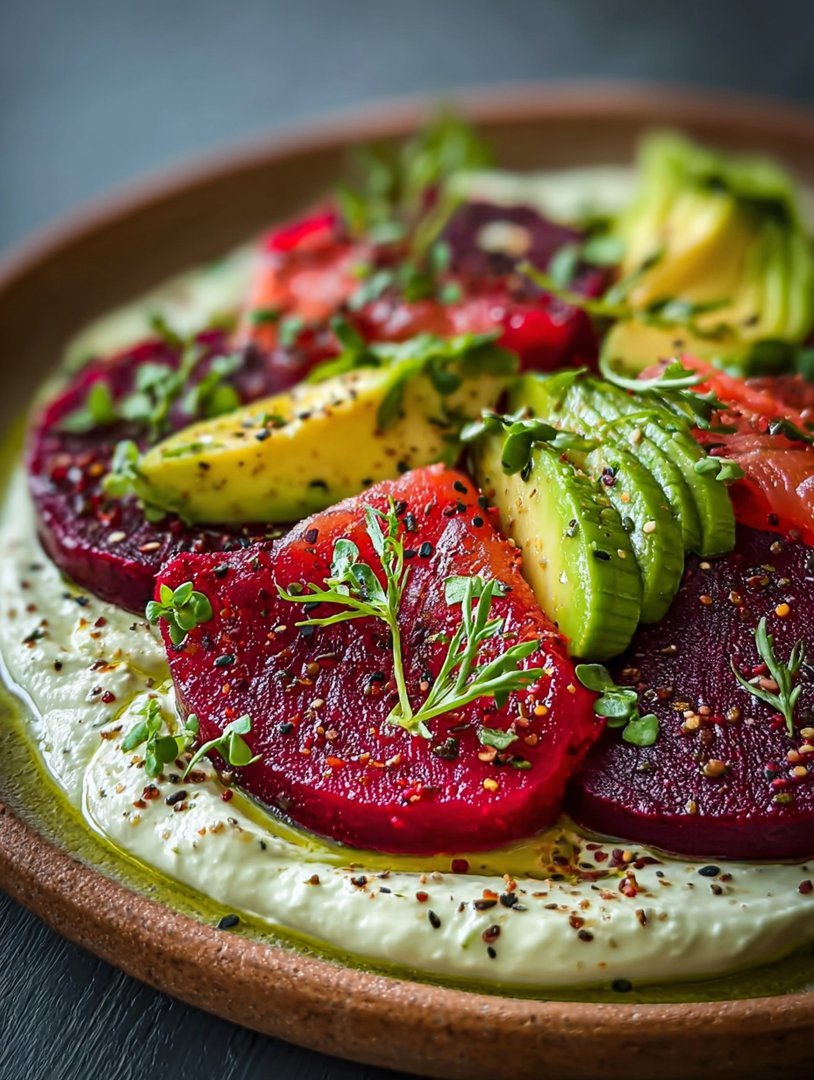 Rote Bete Carpaccio auf Avocadocreme image 2