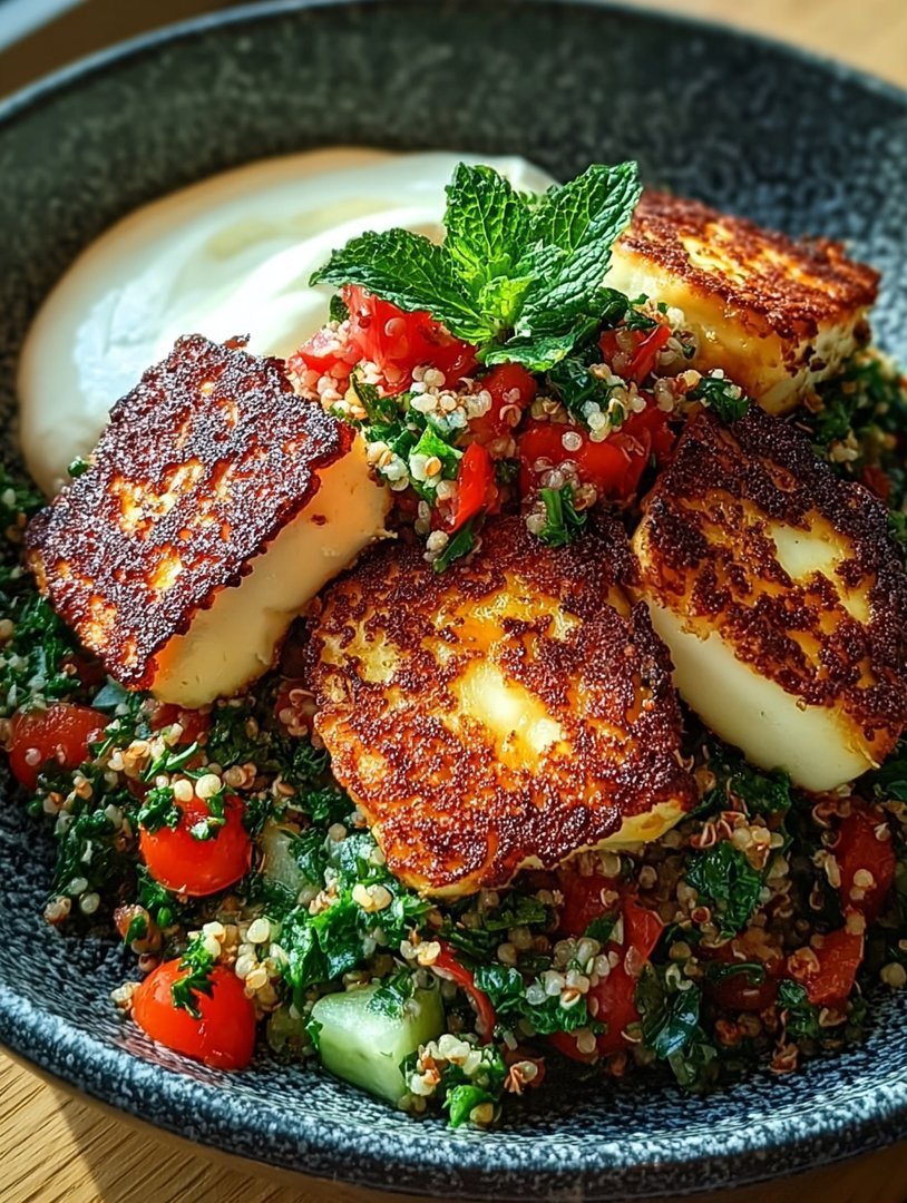 Würziger Halloumi mit Tabbouleh und Minzjoghurt image 2