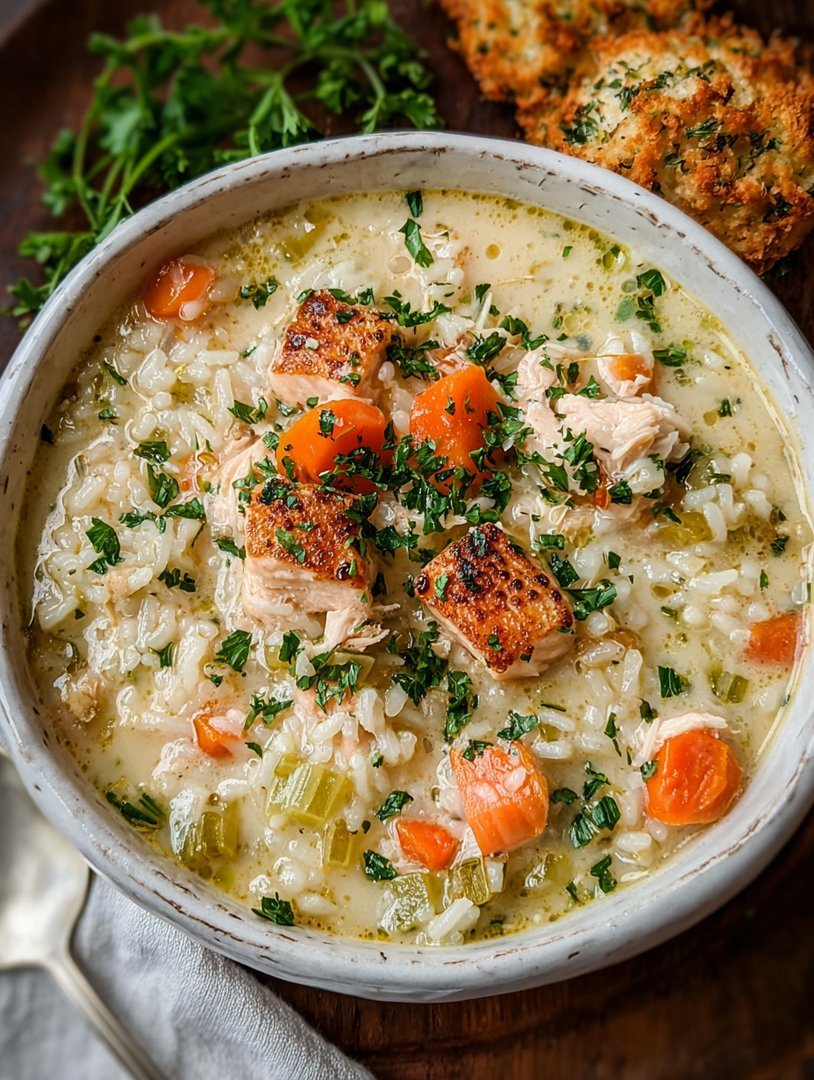 cremige Hühnchen-Reis-Suppe image 2